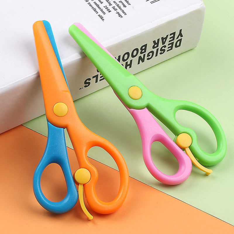  [AUSTRALIA] - 5 Pack Toddler Scissors, Safety Scissors For Kids, Plastic Children Safety Scissors, Dual-Colour Preschool Training Scissors For Cutting Tools Paper Craft Supplies