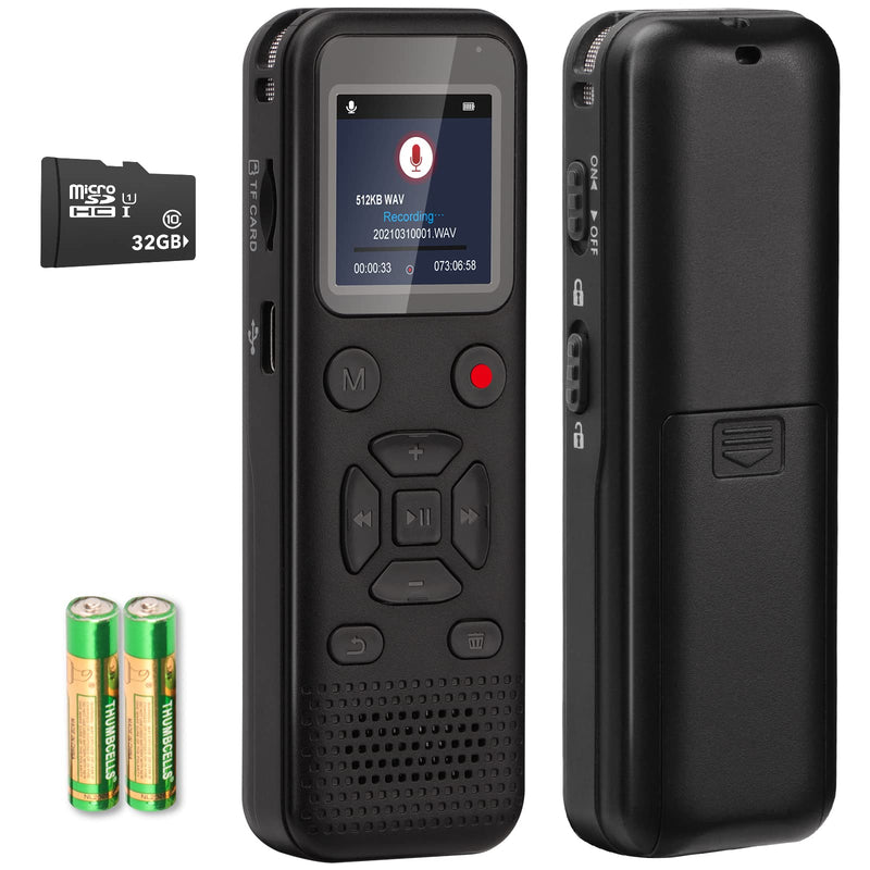  [AUSTRALIA] - 48GB Digital Voice Activated Recorder: Portable Tape Recorder with Playback Audio Recording Device for Lectures Meetings, Small Dictaphone Sound Recorder with Line in | Password | Support TF Expansion