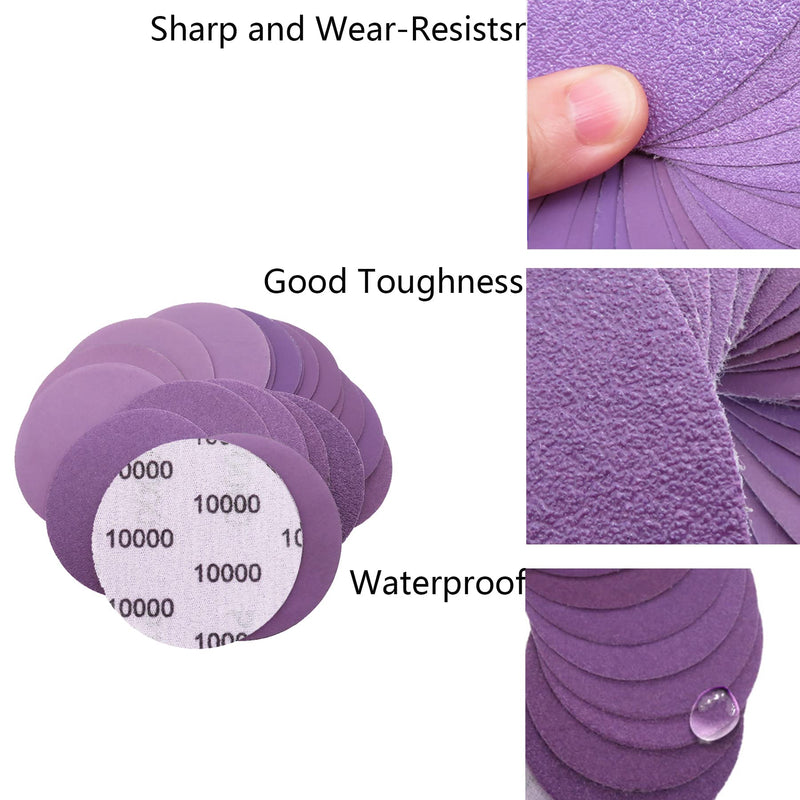  [AUSTRALIA] - 50pcs Sandpaper 3 Inch Sanding Discs Hook and Loop 800-10000 Grits Wet Dry Sandpaper for Automotive Metal Sanding Mirror Jewelry Polishing