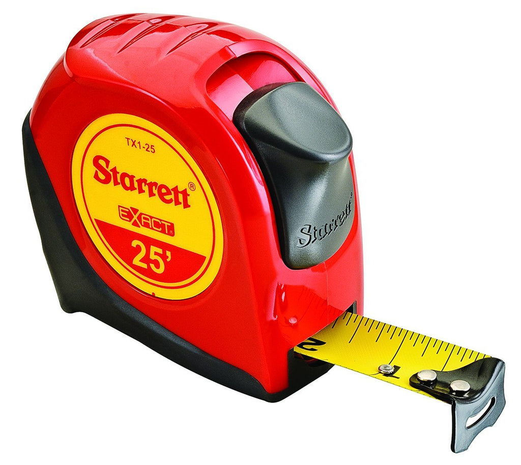  [AUSTRALIA] - Starrett KTX1-25-N-SP01 Exact Tape Measure, 1" Wide x 25', Graduated in 1/16", with Over molding for Improved Grip