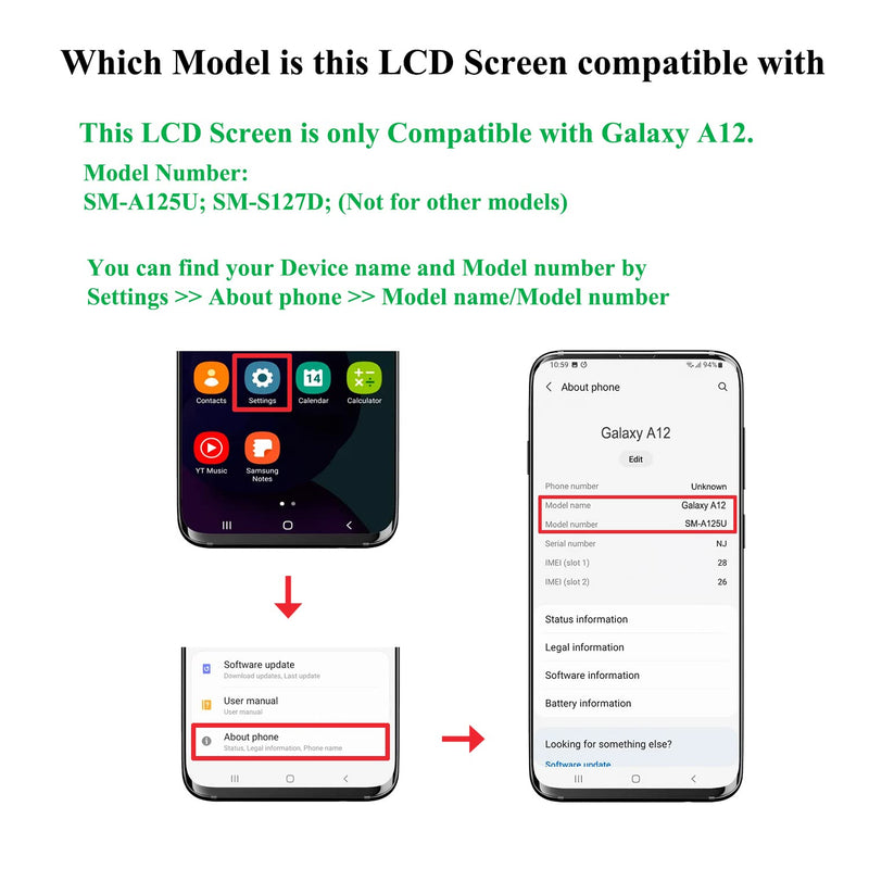  [AUSTRALIA] - Viimon for Samsung Galaxy A12 LCD Screen Replacement with Frame Compatible with Samsung Galaxy A12 SM-A125U LCD Display Touch Screen Digitizer Assembly with Repair Tools and Installation Manual Black with frame