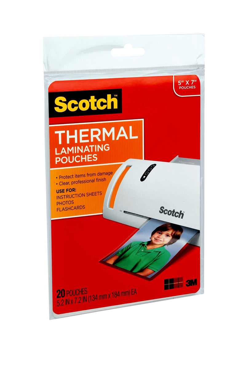  [AUSTRALIA] - Scotch Thermal Laminating Pouches, 5 Mil Thick for Extra Protection, Professional Quality, 5 x 7-Inches, 20-Pouches (TP5903-20),Clear