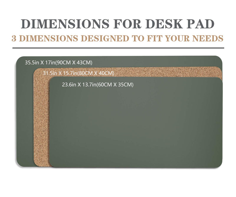 Eco Cork PU Leather Desk Pad,Dual Side Office Desk Mat,Ultra Thin Large Mouse Pad,Laptop Desk Table Protector,Waterproof Desk Writing Pad for Office Work/Home (Dark Green, 35.4"x17") Dark Green 35.4"x17" - LeoForward Australia