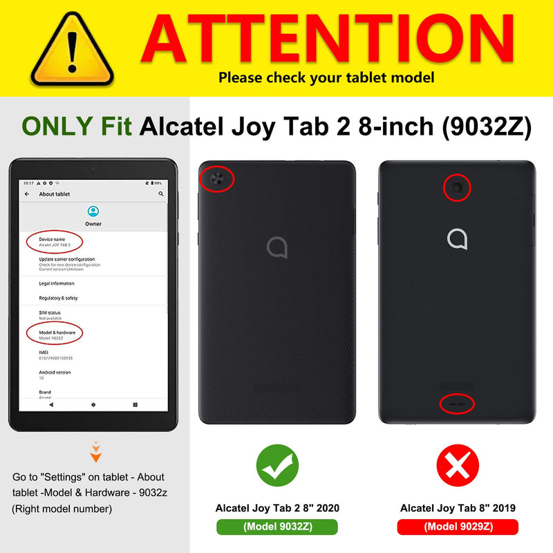  [AUSTRALIA] - Fintie Case for for Alcatel Joy Tab 2 Tablet 8-inch 2020 Release (Model: 9032Z) - [Built-in Kickstand] Anti Slip Kids Friendly Shockproof Silicone Protective Cover (Black)