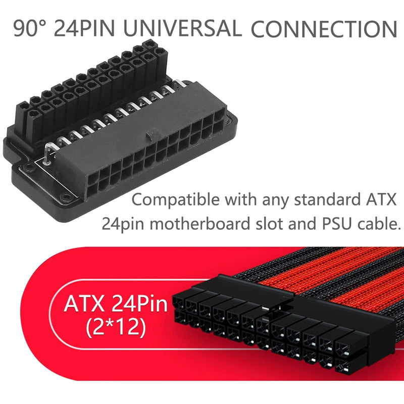  [AUSTRALIA] - Archuu 24Pin Right Angle ATX 24 Pin Female to Male 90 Degree Right Angle Power Adapter Board LED Display for Desktop PC Power Supply ABS Top Cover