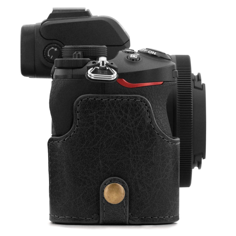  [AUSTRALIA] - MegaGear Ever Ready Genuine Leather Camera Half Case Compatible with Nikon Z50 Black