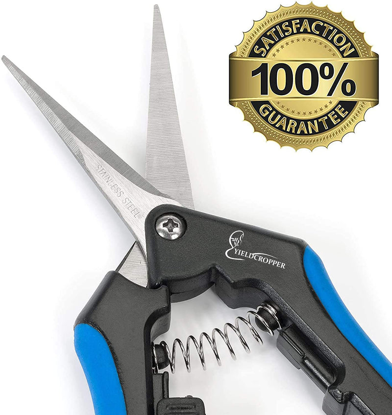  [AUSTRALIA] - Hydroponic 2Pack Microtip Straight blade/Curved Blade Flower Leaf Trimmer Pruning Shears by Yieldcropper