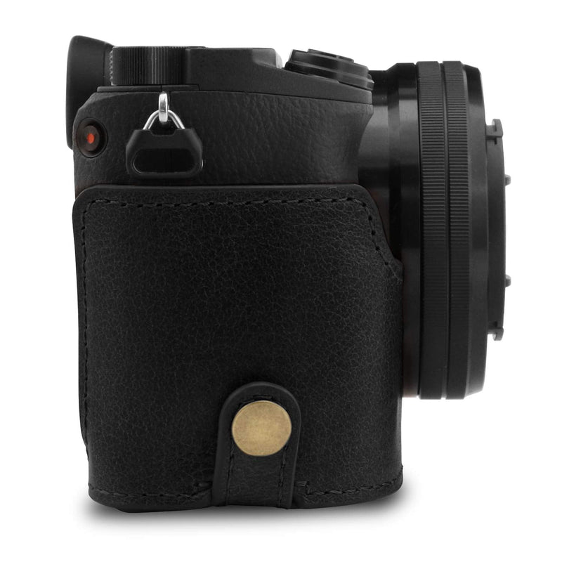  [AUSTRALIA] - MegaGear Ever Ready Genuine Leather Camera Case Compatible with Sony Alpha A6100, A6400 (16-50mm) Black