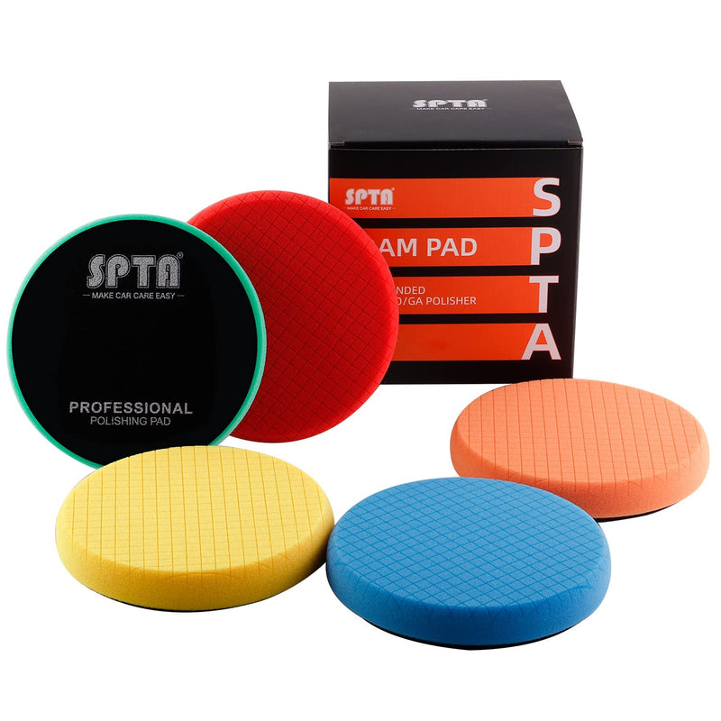  [AUSTRALIA] - Buffing Polishing Pads, SPTA 5Pcs 6.5 Inch Face for 6 Inch 150mm Backing Plate Compound Buffing Sponge Pads Cutting Polishing Pad Kit For Car Buffer Polisher Compounding, Polishing and Waxing -SQMIX65