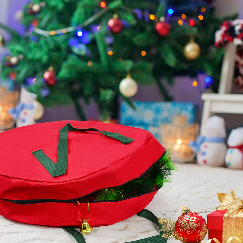  [AUSTRALIA] - Vileafy Red Christmas Wreath Bag 24” x 7”, Waterproof Oxford Storage Bag, Accommodate 24-Inch Wreaths - Protects Against Dust, Insects, and Moisture