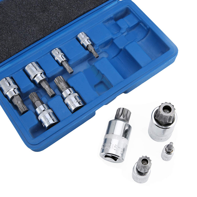  [AUSTRALIA] - Renekton Triple Square Spline Bit Socket Set XZN,Tamper Proof,1/2" 3/8" 1/4" Drive,M4 - M18,S2 Steel,10 Pieces Standard Size