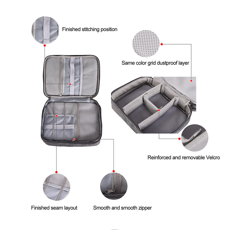  [AUSTRALIA] - Electronics Organizer, Three-Layer Waterproof Travel Cord Organizer for Power Banks, Hard Drives, Chargers, Phones, USB, Data Lines, Gray