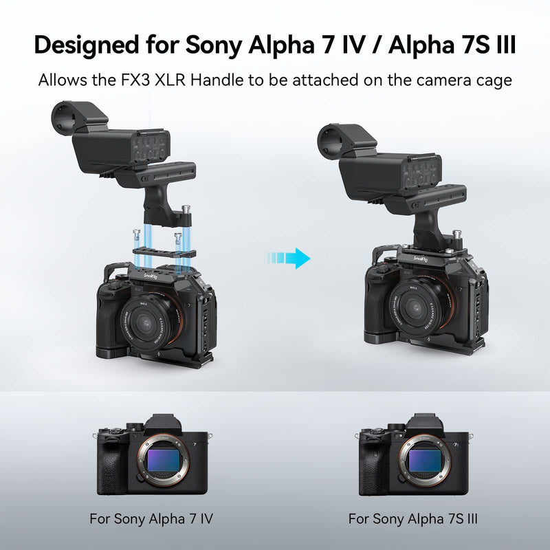  [AUSTRALIA] - SmallRig Mounting Plate for Attaching FX30 / FX3 XLR Handle to Camera Cage 2999 / 3241 for Sony A7 SIII, Camera Cage 3667 / 3639 / 3594 for Sony A7 IV (A7M4) - MD4019