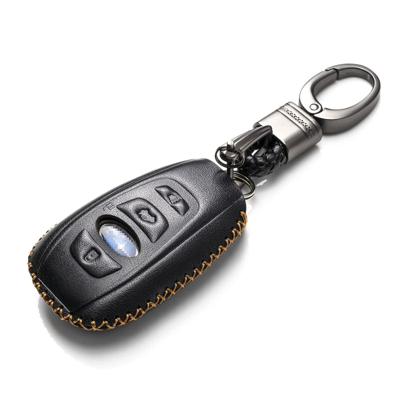  [AUSTRALIA] - Vitodeco Leather Keyless Remote Smart Key Fob Case Cover with a Key Chain Compatible for Subaru Forester, Impreza, Outback, WRX, BRZ, XV Crosstrek, Ascent 2014 - 2023 (4-Button, Black) 4-Button
