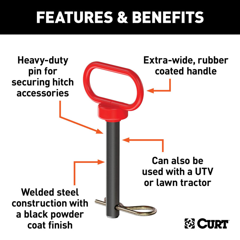  [AUSTRALIA] - CURT 45804 5/8-Inch Clevis Pin with Rubber-Coated Handle and Clip