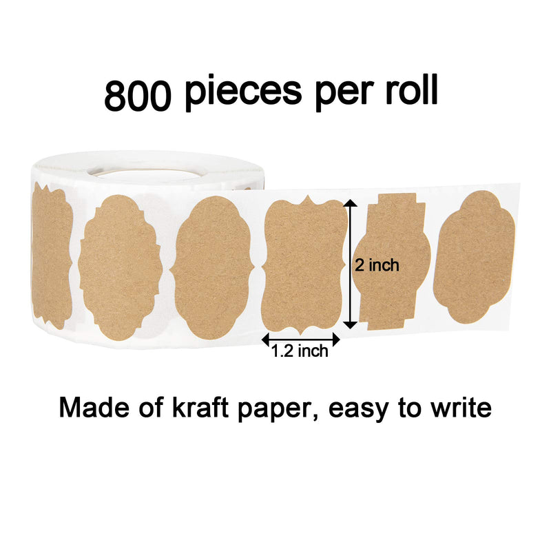 800 Pcs 1.2 x 2 Inch Natural Brown Kraft Label Stickers, Blank Stickers, Gift Tags Sticker, Holiday Present Stickers, Kraft Paper Sticker Labels for Gifts, Bottles, Containers and Jars, 6 Styles 1.2'' x 2'' - LeoForward Australia