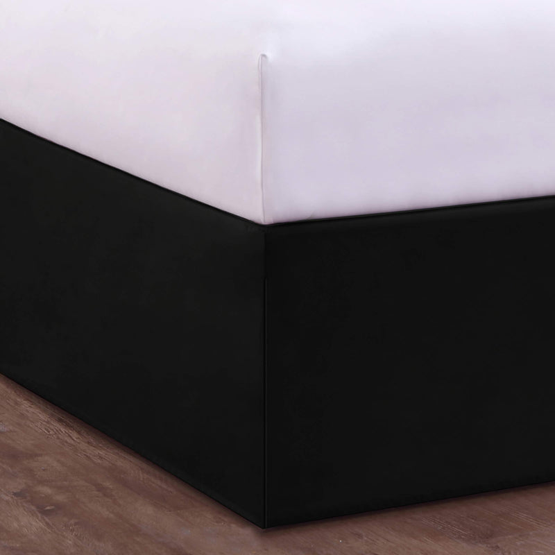  [AUSTRALIA] - Bed Maker's Tailored Wrap-Around Bedskirt Never Lift Your Mattress Classic 14” Drop Length Pleated Styling, Black, California King