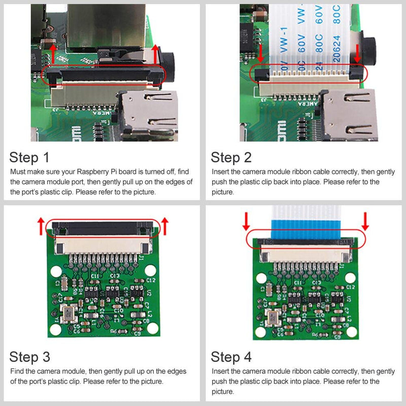  [AUSTRALIA] - DORHEA 5PCS Raspberry Pi 4 Camera Video Module 5 Megapixels 1080p Sensor OV5647 Mini Webcam with 15 Pin Ribbon Cable for Raspberry Pi Model A/B/B+, Pi 2B and Raspberry Pi 3B, Pi 3 B+, Raspberry Pi 4 5PACK