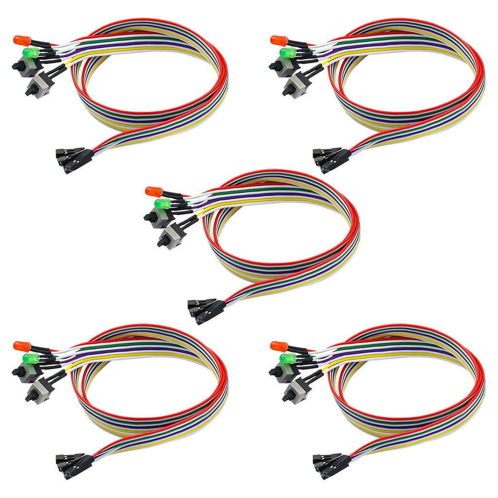  [AUSTRALIA] - CenryKay Computer Case LED Light Red Green ATX Power Supply Reset HDD Switch Cable ATX 24inch Case Front Bezel Wire Kit (5PCS) 60CM