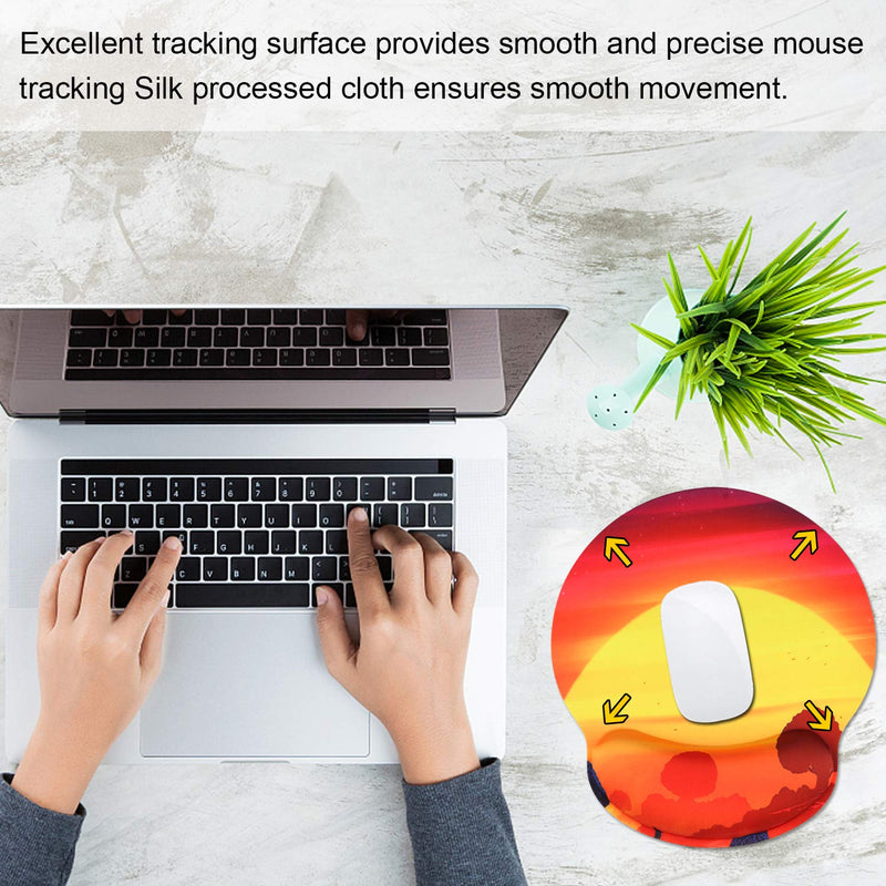  [AUSTRALIA] - Cmhoo Ergonomic Mouse Pad Wrist Rest Pad with Wrist Support Memory Gel Non-Sliding Rubber Base for Computer and Office - 10x9 sunset2