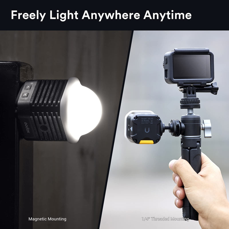  [AUSTRALIA] - Godox WL4B Waterproof LED Light,CRI 97 TLCl 97, Color Temperature 5600K±300K,13 FX Effects,Brightness Adjustable,Beam Angel 55°,Support APP Control, for Underwater Outdoor Shooting Photo and Video