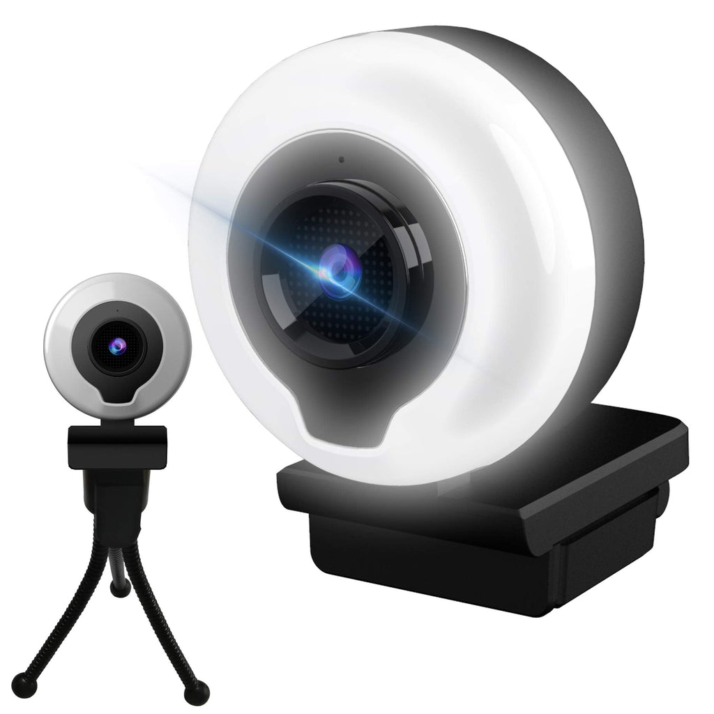  [AUSTRALIA] - 2K Webcam with Microphone and Adjustable Ring Light, Aloyed USB AutoFocus Web Camera, for Streaming Online Class, Compatible with Zoom/Skype/Facetime/Teams, PC Mac Laptop Desktop
