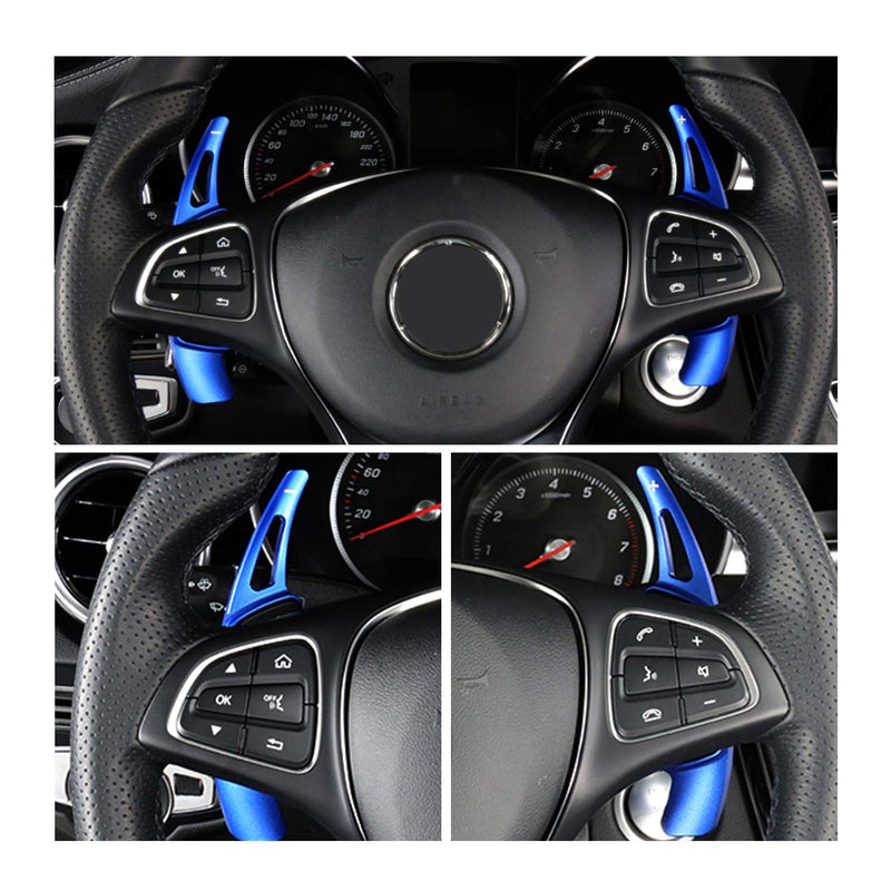  [AUSTRALIA] - For Mercedes Benz Paddle Shifter Extensions, Partol Aluminum Metal Car Steering Wheel Shift Blade Paddle Shifter Fit For For Benz A B C CLA CLS E G GL GLA GLC GLE GLS Metris S SL SLC Class (Blue) Blue-Benz