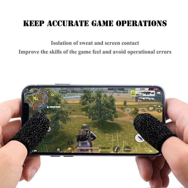  [AUSTRALIA] - Newseego Mobile Game Finger Sleeve [10 Pack], Touch Screen Finger Sleeve Breathable Anti-Sweat Sensitive Shoot and Aim Keys for Rules of Survival/Knives Out for Android & iOS (Black)