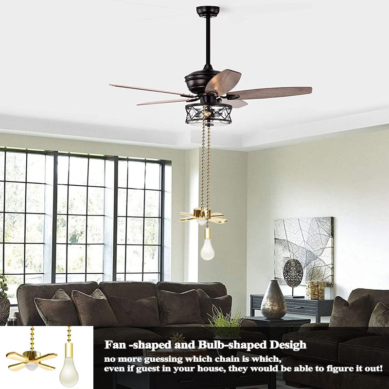  [AUSTRALIA] - Ceiling Fan Pull Chain, 13.6 Inches Fan Pulls Set with Connector, 2 PCS Beaded Ball Fan Pull Chain- Brass