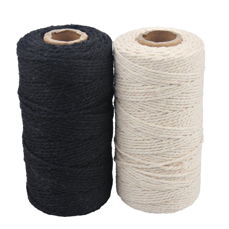  [AUSTRALIA] - 656 Feet Cotton Baker's Twine Spool 10 Ply,Crafts Twine String for DIY Crafts and Gift Wrapping (Black+White) Black+white