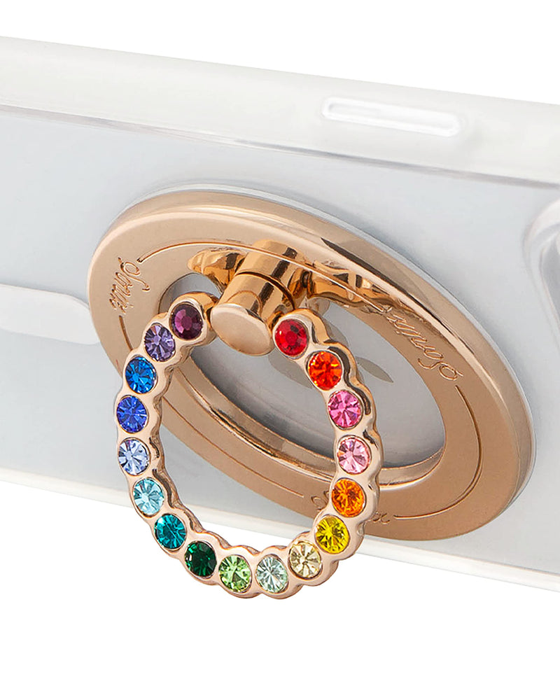  [AUSTRALIA] - Sonix Magnetic Phone Ring Holder with Finger Ring and Phone Stand for iPhone 14/13 / 12 Series Magsafe Cases (Gold/Rainbow) Gold/Rainbow