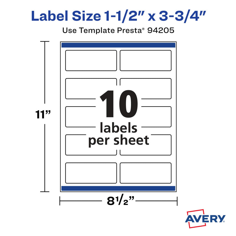 Avery Matte White Rectangle Labels with Sure Feed, 1.5" x 3.75", 250 Matte White Printable Labels 250 Labels - LeoForward Australia