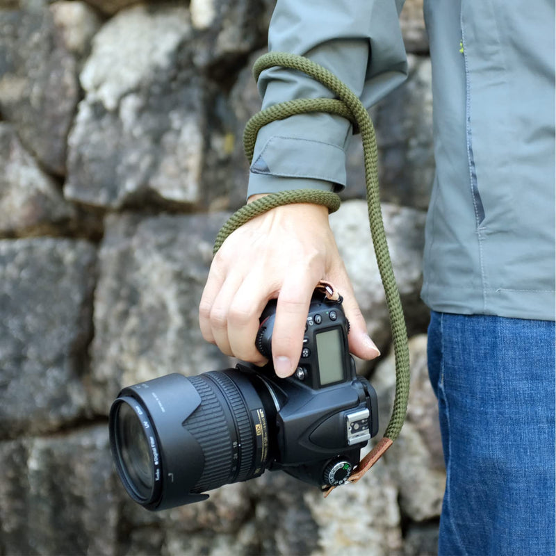  [AUSTRALIA] - PIBIETTN Camera Strap,Rope Camera Strap Compatible with Sony Nikon Canon Fuji Camera Strap Rope SLR, DSLR, Mirrorless Cameras 100cm Green