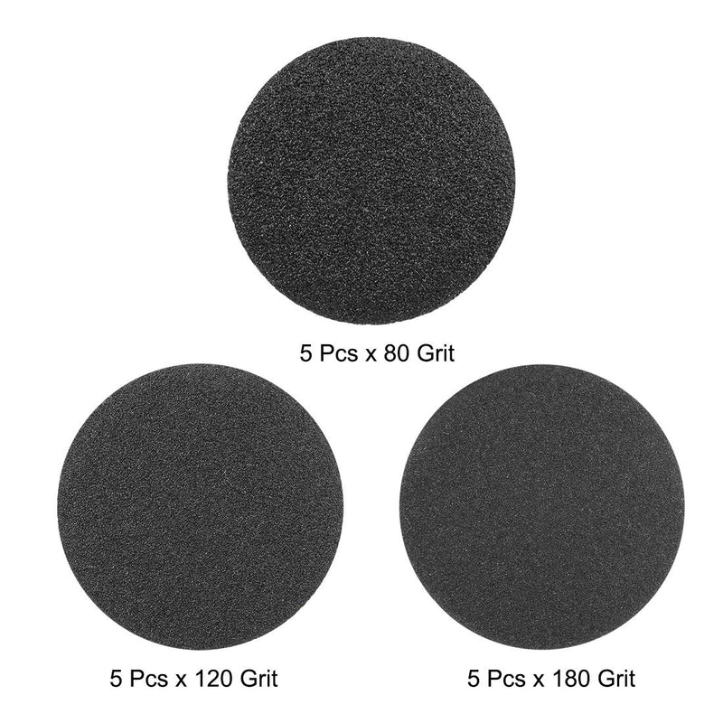  [AUSTRALIA] - uxcell 3" Hook and Loop Sanding Disc 80/120/180 Grit Assorted Silicon Carbide Sandpaper for Random Orbit Sander Wet/Dry Polishing 15Pcs