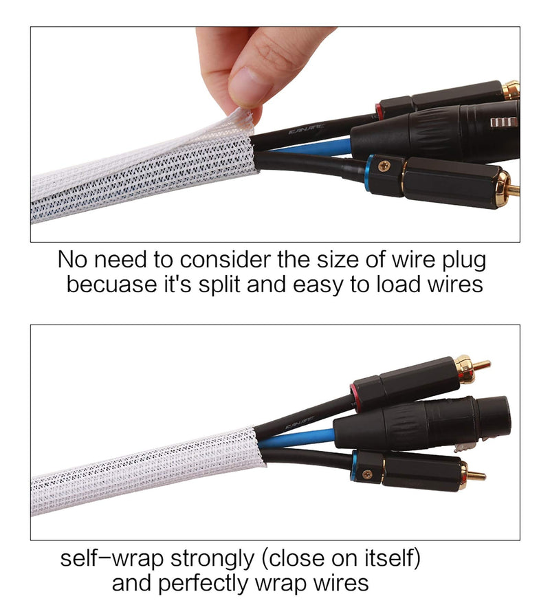  [AUSTRALIA] - Alex Tech 10ft - 1.25 inch Cord Protector Wire Loom Tubing Cable Sleeve Split Sleeving for USB Cable Power Cord Audio Video Cable - Protect Cat from Chewing Cords - White 1.25"-10ft