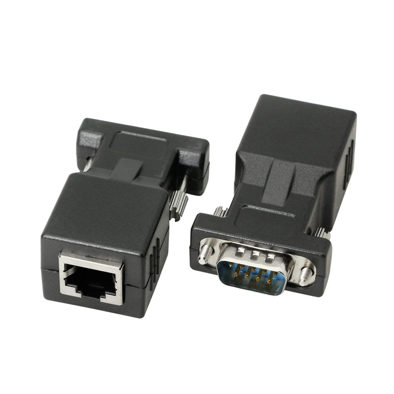 DB9 RS232 to RJ45 Extender, DB9 9-Pin Serial Port Female&Male to RJ45 CAT5 CAT6 Ethernet LAN Extend Adapter Cable-2pcs (2-Adapter) 2-Adapter - LeoForward Australia