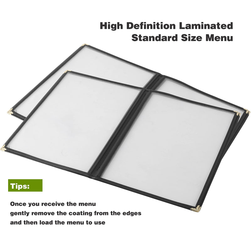  [AUSTRALIA] - 2PCS Menu Covers 8.5" x 11.8" Restaurant Menu Holder 4 Page 8 View Transparent Menu Sleeve,Fits A4 Size Paper for Restaurant Menu Home Project Office Daily Paper Chores and etc(Black) 2pcs 4page 8view black