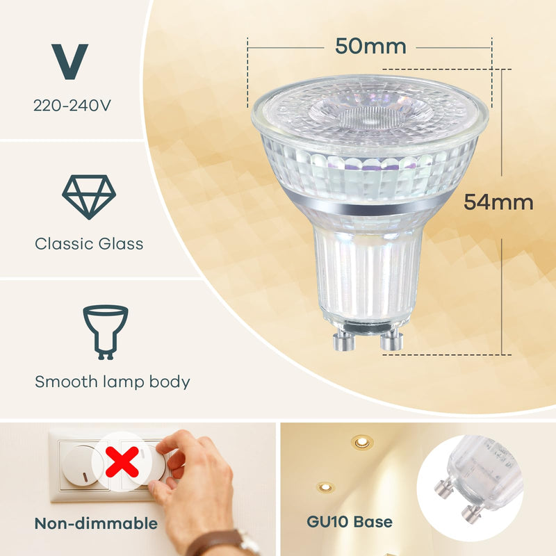  [AUSTRALIA] - Linkind GU10 lamp 35W classic glass, 2.4W LED spot replaces 35 watt, 230LM, 2700 Kelvin warm white MR16 energy saving lamp GU10 reflector with 36° beam angle, not dimmable, 5 pieces warm white 35w