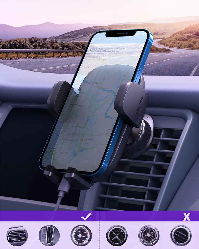  [AUSTRALIA] - HHJ Phone Mount for Car [Super Stable & Easy] Upgraded Air Vent Clip Car Phone Holder Mount Fit for All Cell Phone with Thick Case Handsfree Car Mount for iPhone Automobile Cradles Universal