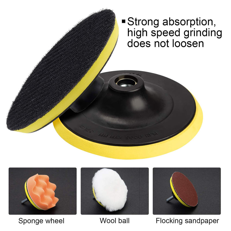  [AUSTRALIA] - 6 Inch(150mm) Hook and Loop Buffing Pad for Sanding Discs, Rotary Backing Pad with M14 Drill Attachment Adapter and Soft Foam Layer