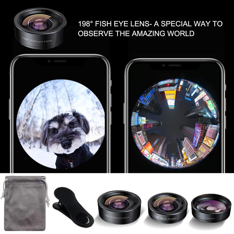  [AUSTRALIA] - KEYWING iPhone Camera Lens 3 in 1 Phone Lens Kit, 198 Fisheye Lens + 120 Super Wide-Angle Lens + 20x Macro Lens for Phone Samsung Android Smartphone
