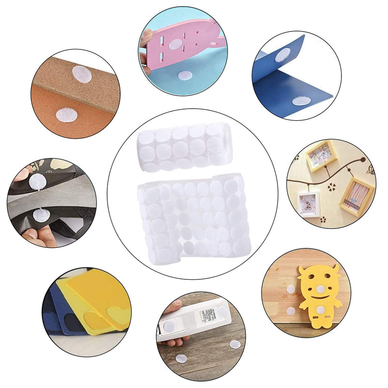  [AUSTRALIA] - 600Pcs (300 Pairs) 20 mm/0.78 Inch Diameter Sticky Back Coins Hook & Loop Self Adhesive Dots Tapes Self Adhesive Nylon Sticky for Hanging Sewing Clothing Kids Crafts (White)