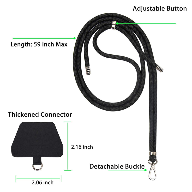  [AUSTRALIA] - takyu Phone Lanyard, Universal Cell Phone Lanyard with Adjustable Nylon Neck Strap, Phone Tether Safety Strap Compatible with Most Smartphones with Full Coverage Case (Black) Black