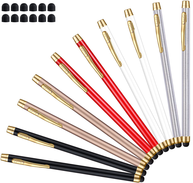  [AUSTRALIA] - Stylus for Touch Screens, ChaoQ Capacitive Stylus Pen (10 Pcs) with 12 Replaceable Tips - Black, White, Silver, Gold, Red 10pcs - Black, White, Silver, Gold, Red