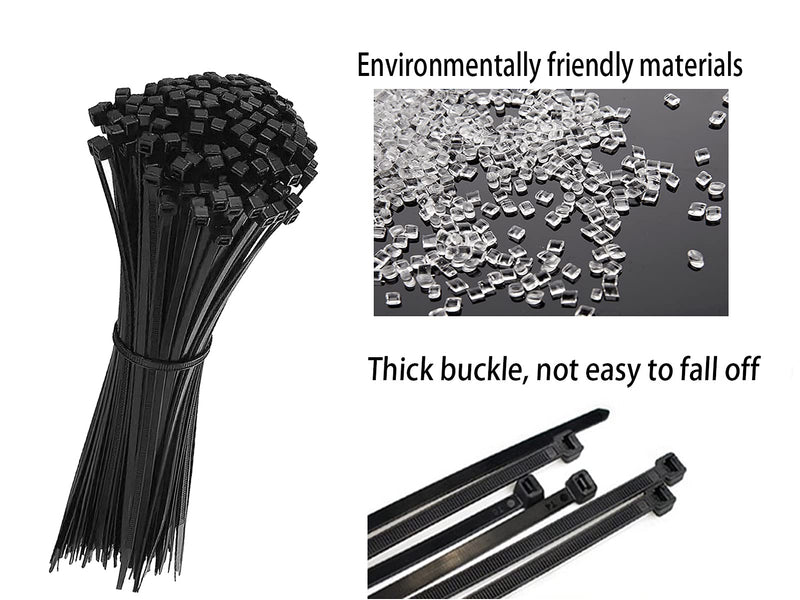  [AUSTRALIA] - Nylon Cable tie 12/10/8/6/5 inches, self-Locking Cable tie is UV Resistant and UL Flame Retardant, Suitable for Storage, Wire Management and Outdoor Gardening (12in 250 Pieces, Black) 12in 250 pieces