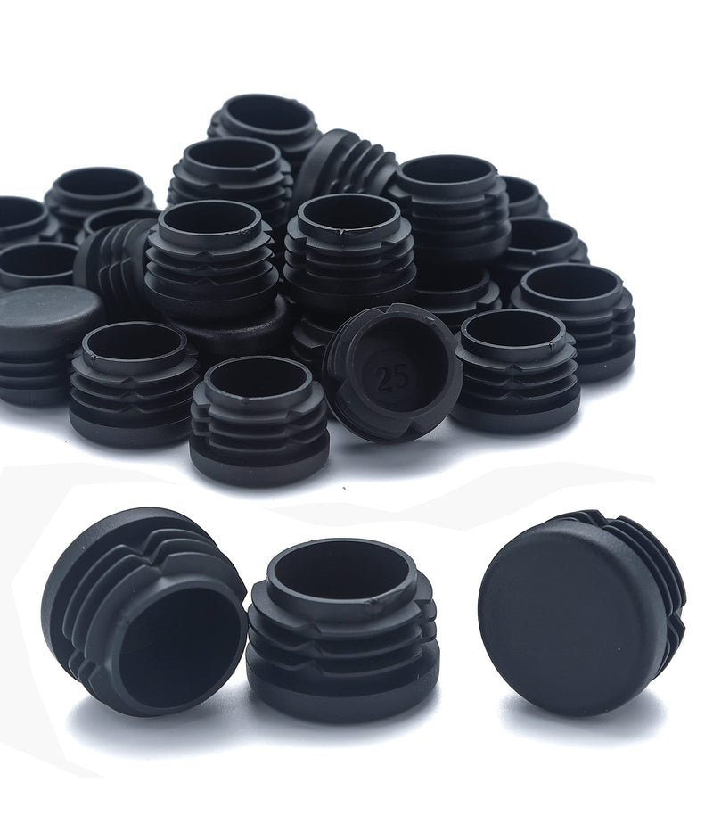  [AUSTRALIA] - Plastic Plugs Tubing End Caps- Furnigear Black Chair End Cap 1 1/8” Outside Bottom Round Tubing Caps Round Furniture Slides Glides (24pack) 1 1/8"-24pack