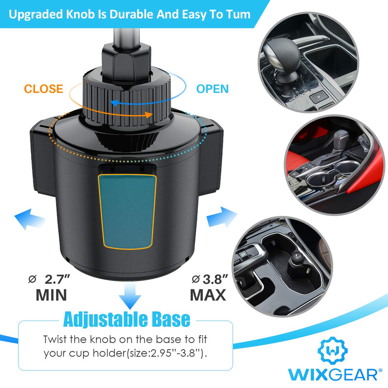  [AUSTRALIA] - WixGear Cup Phone Holder for Car, Car Cup Holder Phone Mount Adjustable Automobile Cup Holder Smart Phone Cradle Car Cup Mount