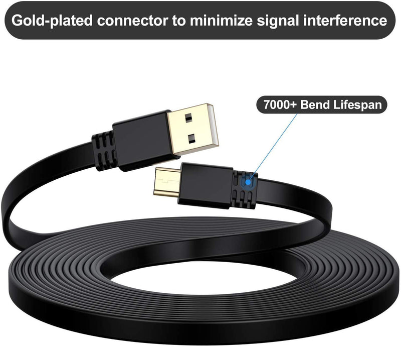  [AUSTRALIA] - Elebase Micro USB Power Cable 30 Feet (3 Pack),Flat Micro USB Charging Cord,Charger for Wyze Cam Pan,Yi Cam,Nest Cam,Blink XT Camera,Furbo Dog 25,Arlo Q,Netvue,Xbox One Controller 30ft 30 FT Black