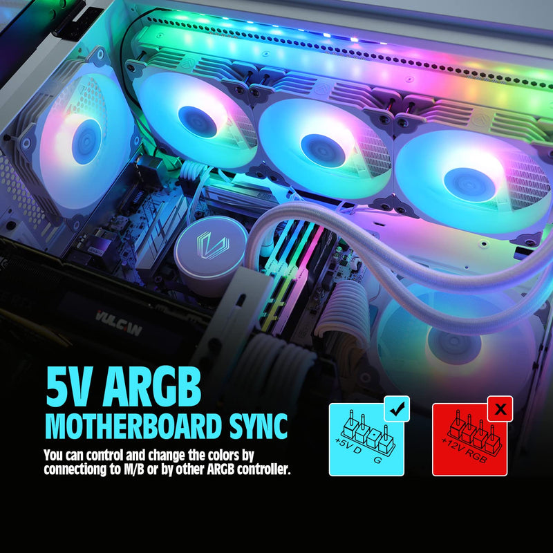  [AUSTRALIA] - Vetroo PC Case Fan, 120mm White High Airflow 5V 3-Pin ARGB & 4-Pin PWM Case CPU Cooling Fan White 1 Pack