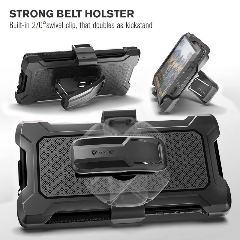  [AUSTRALIA] - Vena vArmor Rugged Case for Samsung Galaxy S23 Ultra (2023), (Military Grade Drop Protection) Heavy Duty Holster Belt Clip Cover with Kickstand